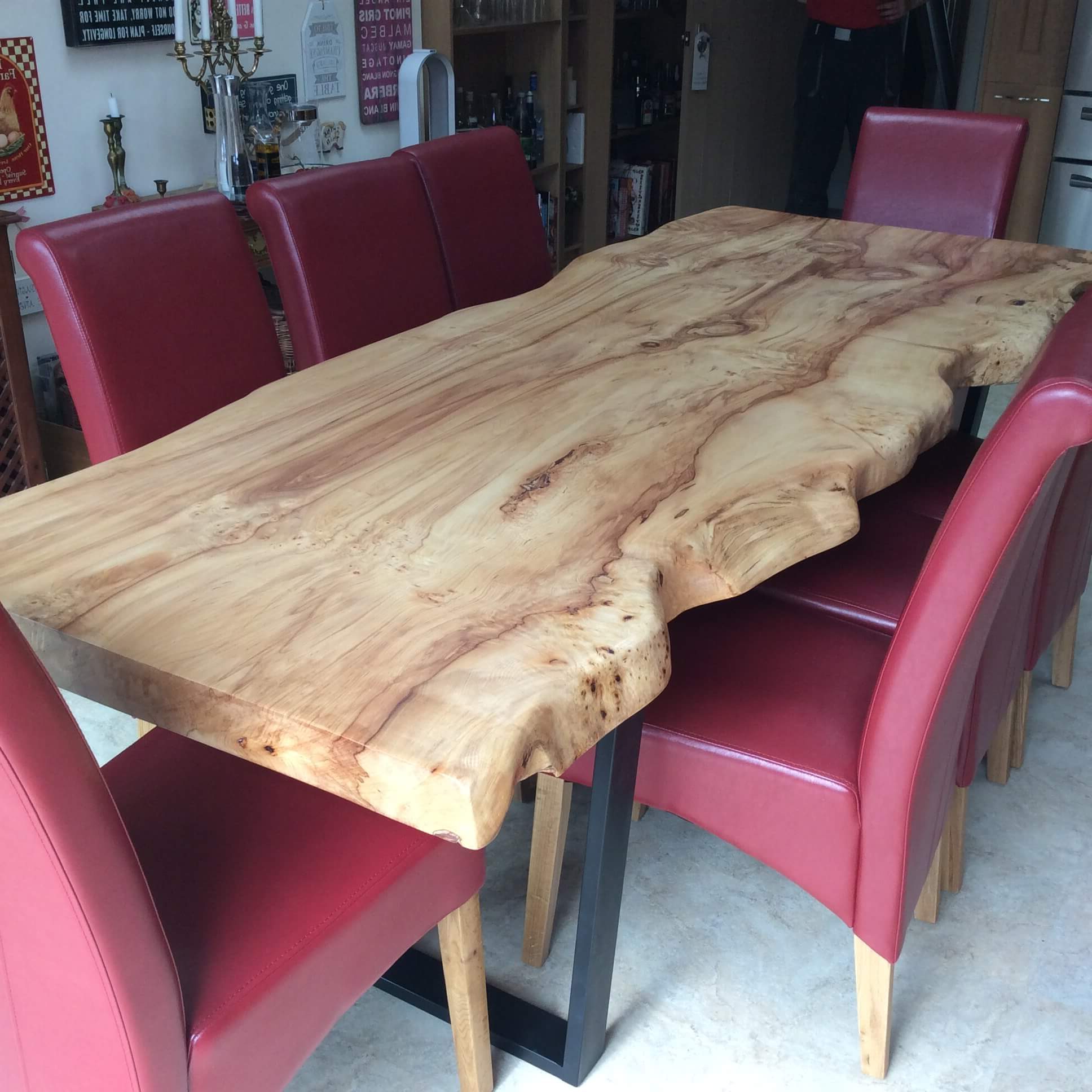 live edge dining table and chairs